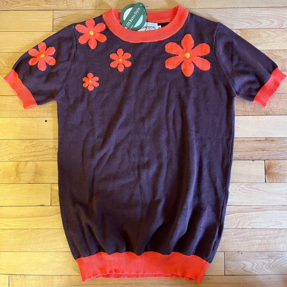 NWT Oxknit Groovy Short Sleeve Sweater, MD